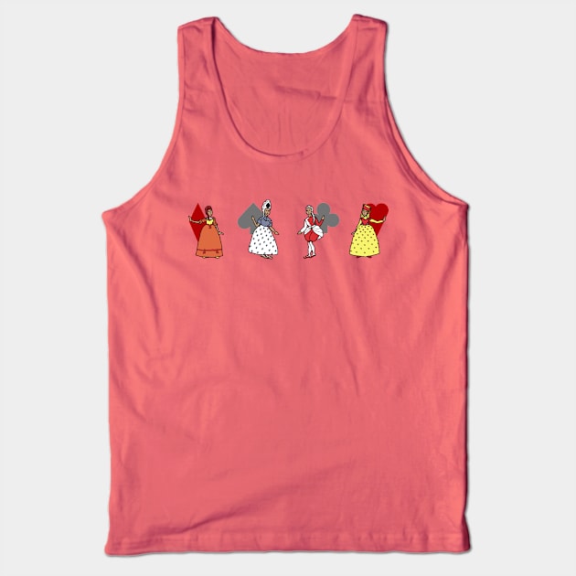 Fantasy Bridge Mix - Playing Card Queens Tank Top by LochNestFarm